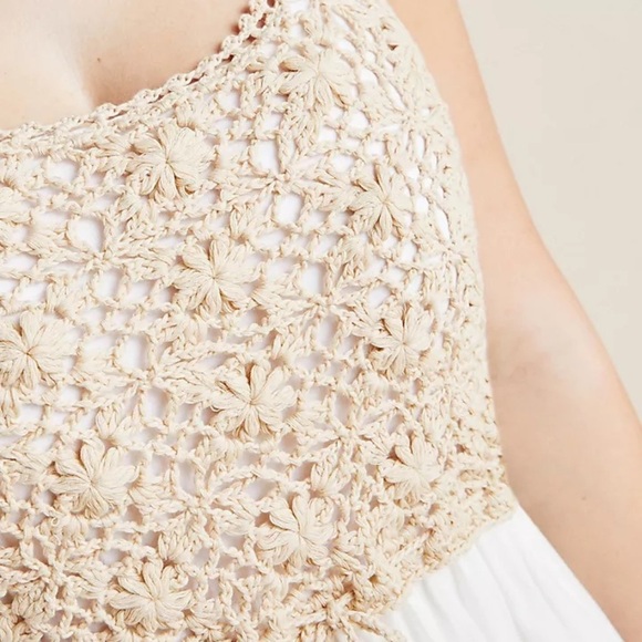 ANTHROPOLOGIE NWOT Beckett Crochet Eyelet Dress in Neutral - Picture 4 of 10